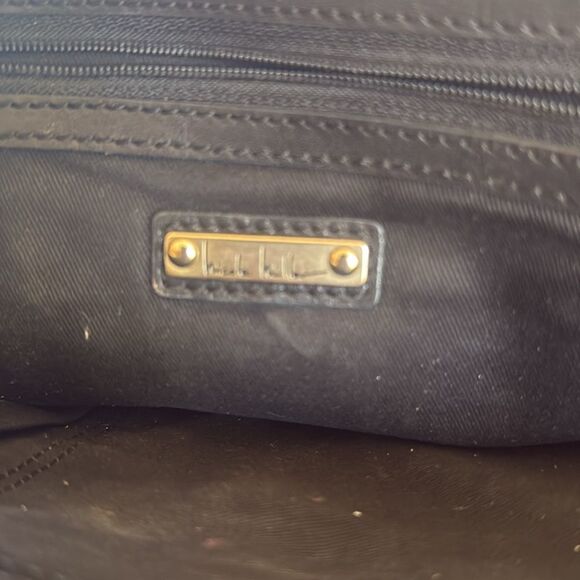 NICOLE MILLER black pony hair clutch with gold triangle leather - Picture 6 of 9